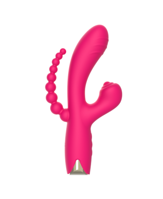 Vibromasseur triple stimulation USB rose Snappy Bunny 